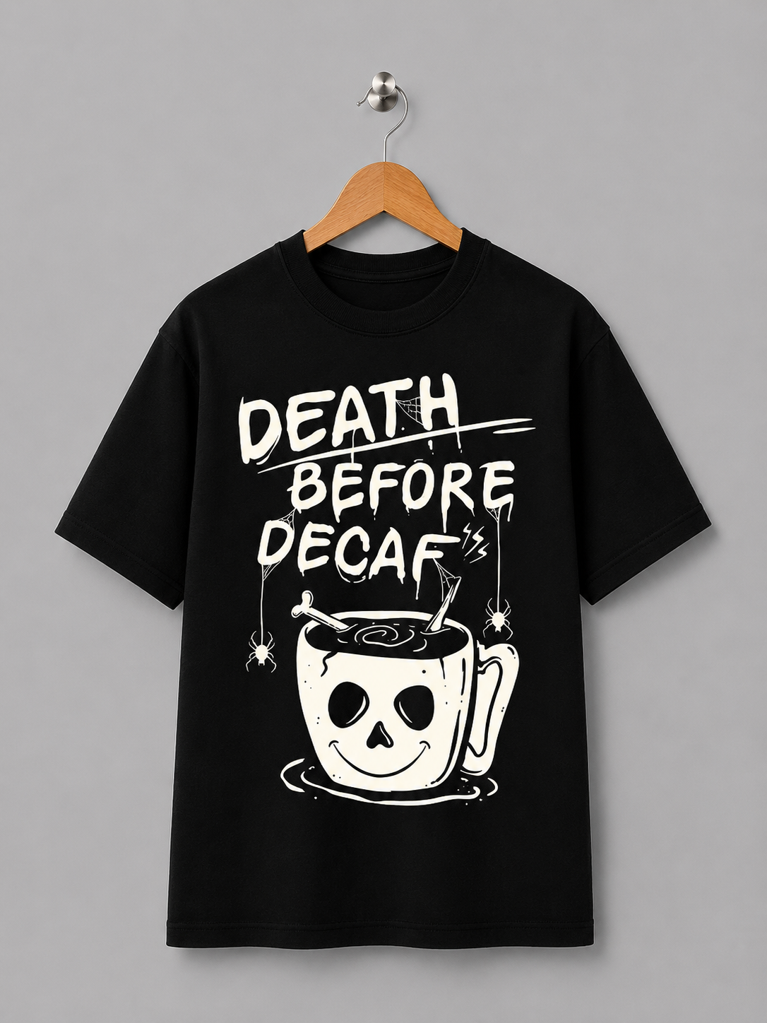 Death Before Decaf Oversized T-Shirt