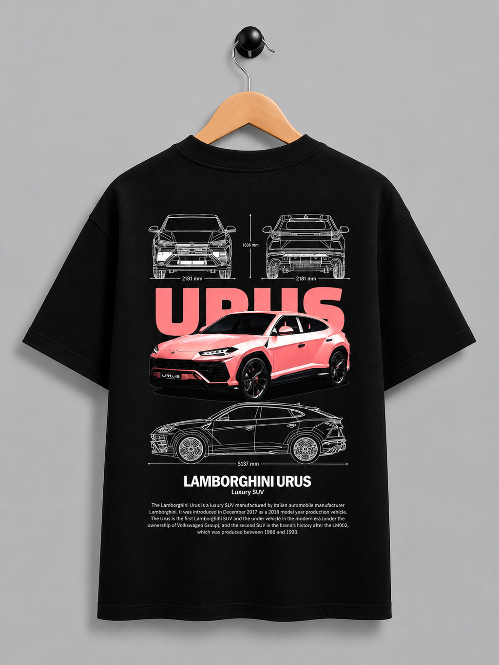 Lamborghini Urus Blueprint Oversized T-Shirt