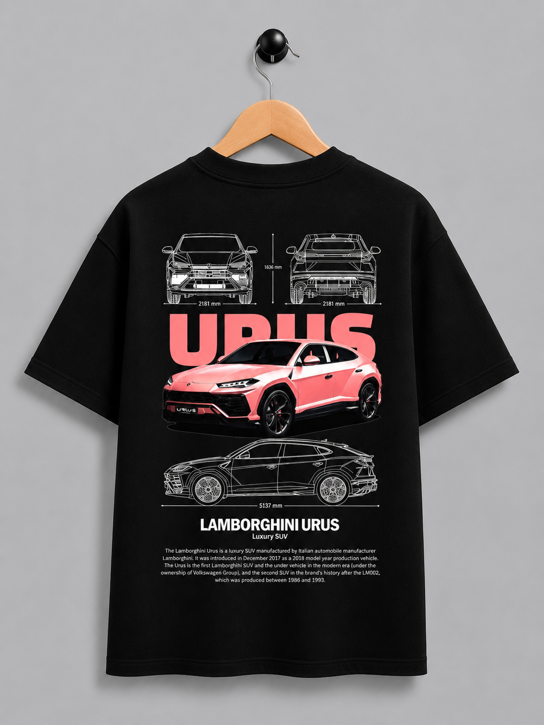 Lamborghini Urus Blueprint Oversized T-Shirt