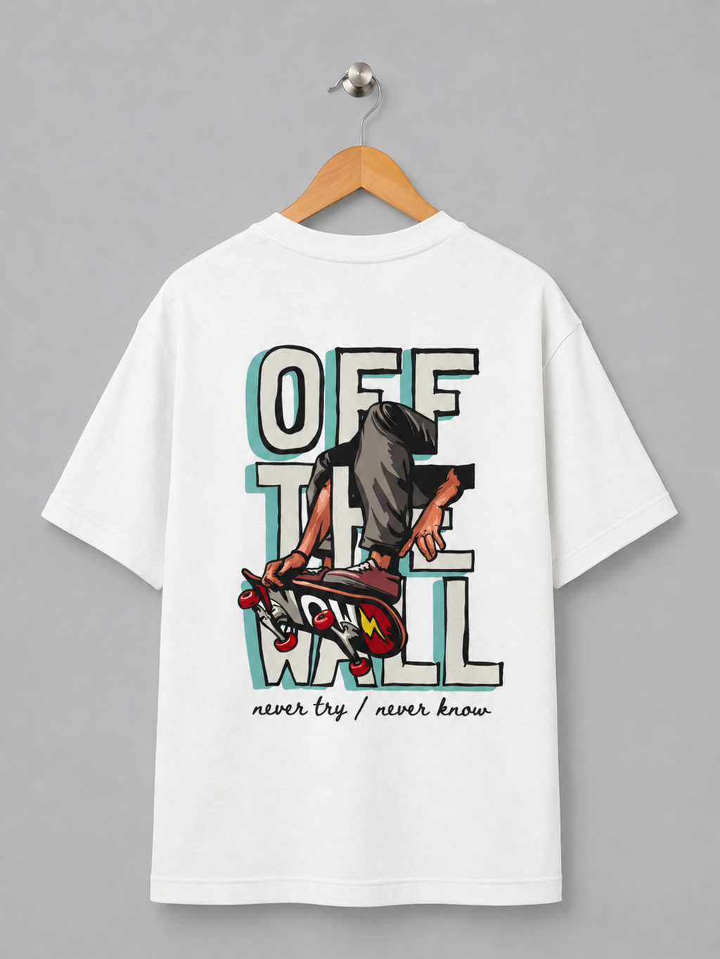 Off The Wall Skateboard Graphic Oversized T-Shirt