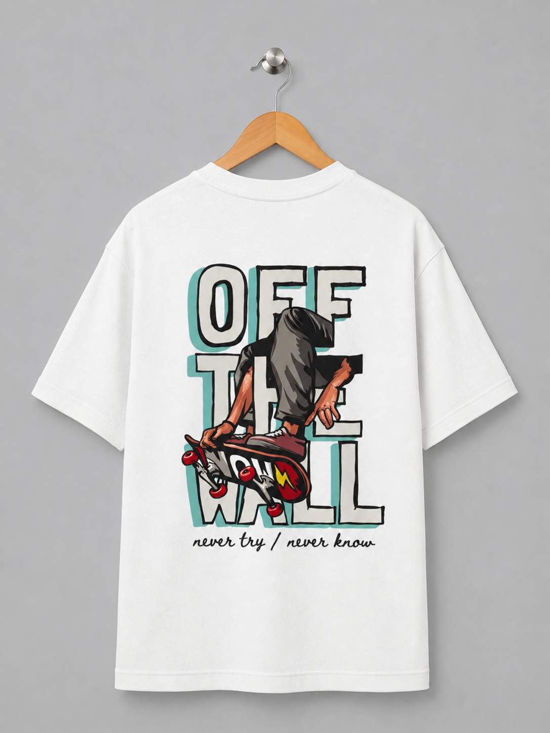 Off The Wall Skateboard Graphic Oversized T-Shirt